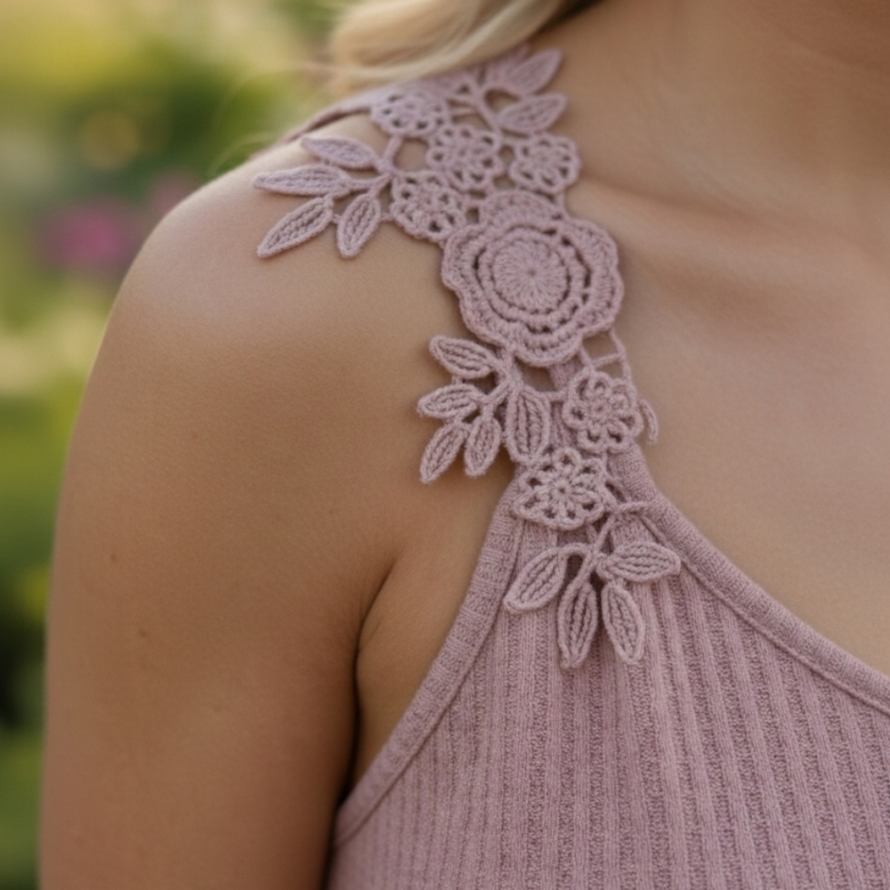 SHEIN Emery Rose Floral Lace Waffle Knit Tank XL (NWOT) - Picture 6 of 9